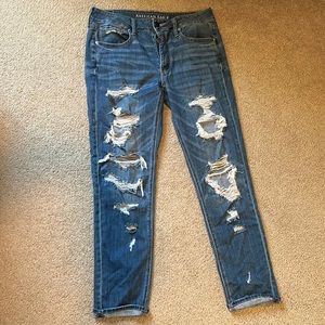 Super distressed blue jeans